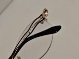  Gọng kính khoan ba mảnh titanium màu vàng tây phối xanh đen Banerina phong cách Italy. 