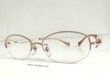  Gọng kính nửa viền nữ titanium cao cấp Charmant Line Art màu be (XL1418 BE) 