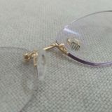  Gọng kính nữ cổ điển titanium khoan 3 mảnh màu vàng tây Silhoutte. 