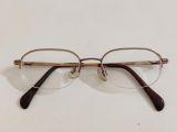  Gọng kính titanium cao cấp dáng nửa viền màu nâu sáng thương hiệu NewYorker (Made in Japan). 