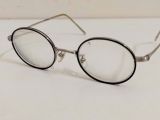  Gọng kính nam nữ titanium màu bạch kim viền đen dáng oval - gần tròn thương hiệu Mackintosh Philosophy của Anh Quốc 