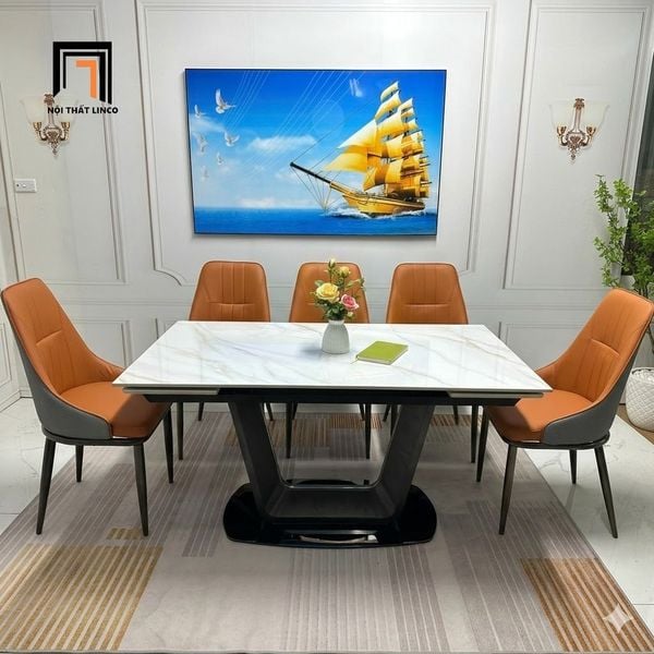 bộ bàn ăn đá ceramic sang trọng