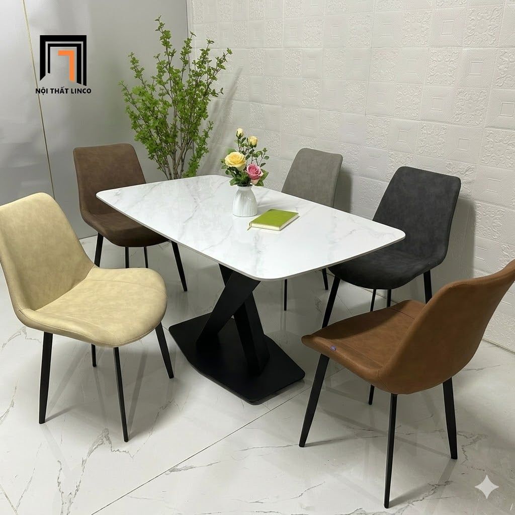 Bộ bàn ghế ăn mặt đá ceramic 52-BAD6-Woodste căn hộ chung cư 