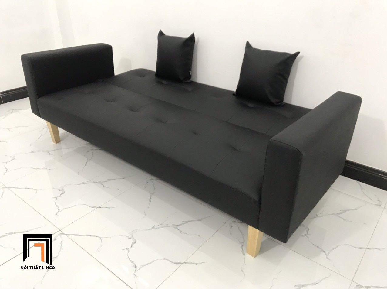  Bộ ghế sofa giường đa năng GBL2 2m giả da màu đen giá rẻ 
