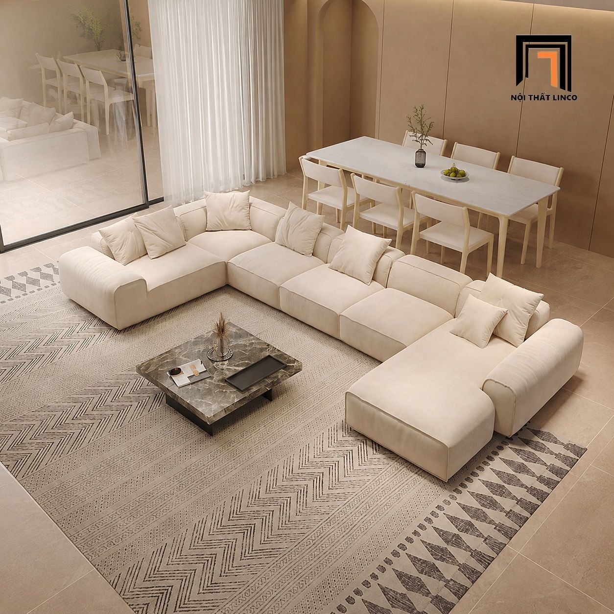  Bộ ghế sofa U UT42 Ceasar 3m7 kiểu dáng hiện đại cao cấp 