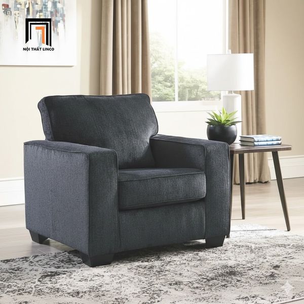 sofa đơn màu xám than vải nỉ