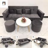  Bộ ghế sofa giường đa năng 2m GBL2 xám đen vải nhung giá rẻ 