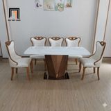  Set bàn ăn mặt đá ceramic trắng GF31-BAD6-G320-B61 6 người 