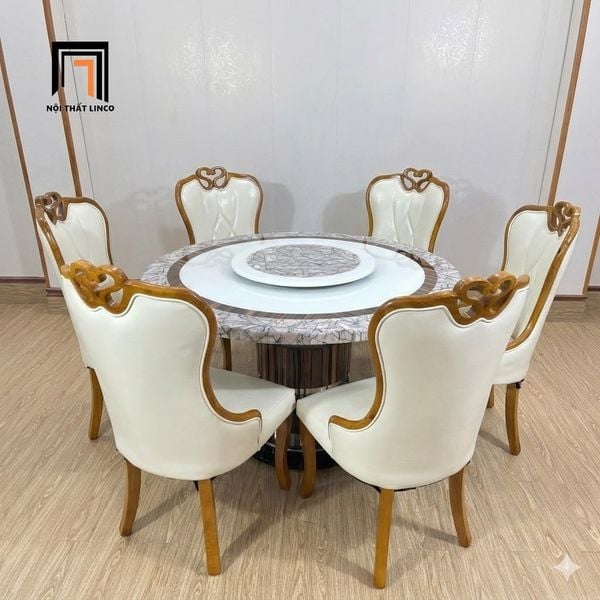 bộ bàn ăn đá 6 chỗ ngồi hiện đại