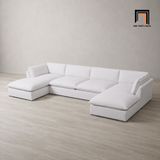  Sofa chữ U vải nhung trắng UT45 Jodar 3m x 1m6 hiện đại 
