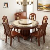  Bàn ăn tròn mặt đá xoay GF18-BAD6-G317-B359 6 ghế nhà bếp 