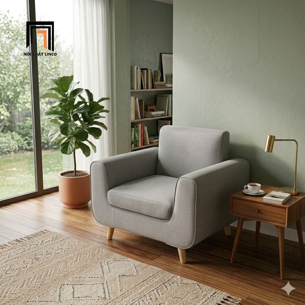 sofa đơn xám trắng