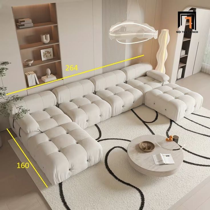  Bộ sofa chữ U UT52 Neuvy 2m64 thiết kế sang trọng cho phòng khách 