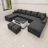  Sofa chữ U UT87 Blacky dài 3m2 màu xám đậm giá tốt 