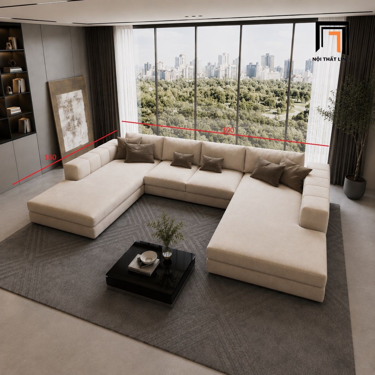  Sofa chữ U đẹp UT67 Loren 3m phong cách trẻ trung 