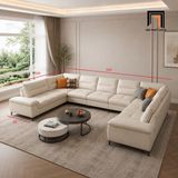  Bộ sofa U vải nỉ UT85 Solyn 3m4 màu trắng kem hiện đại 