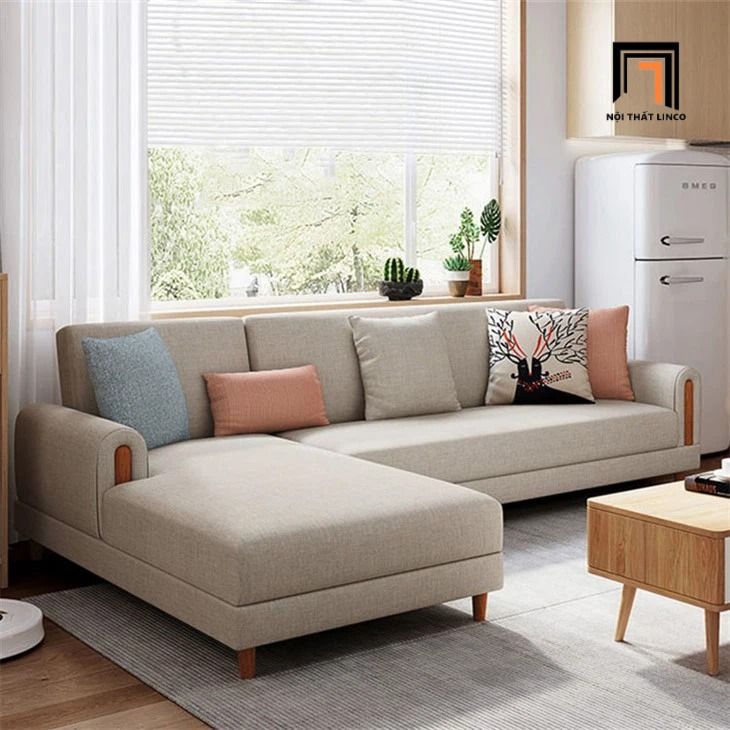  Sofa chữ U UT62 Joblin dài 3m bọc vải nỉ màu be giá tốt 
