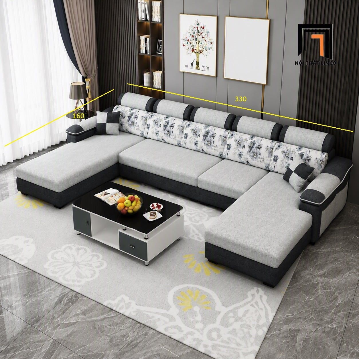  Bộ sofa U hiện đại UT88 Beaver 3m3 thiết kế sang trọng 