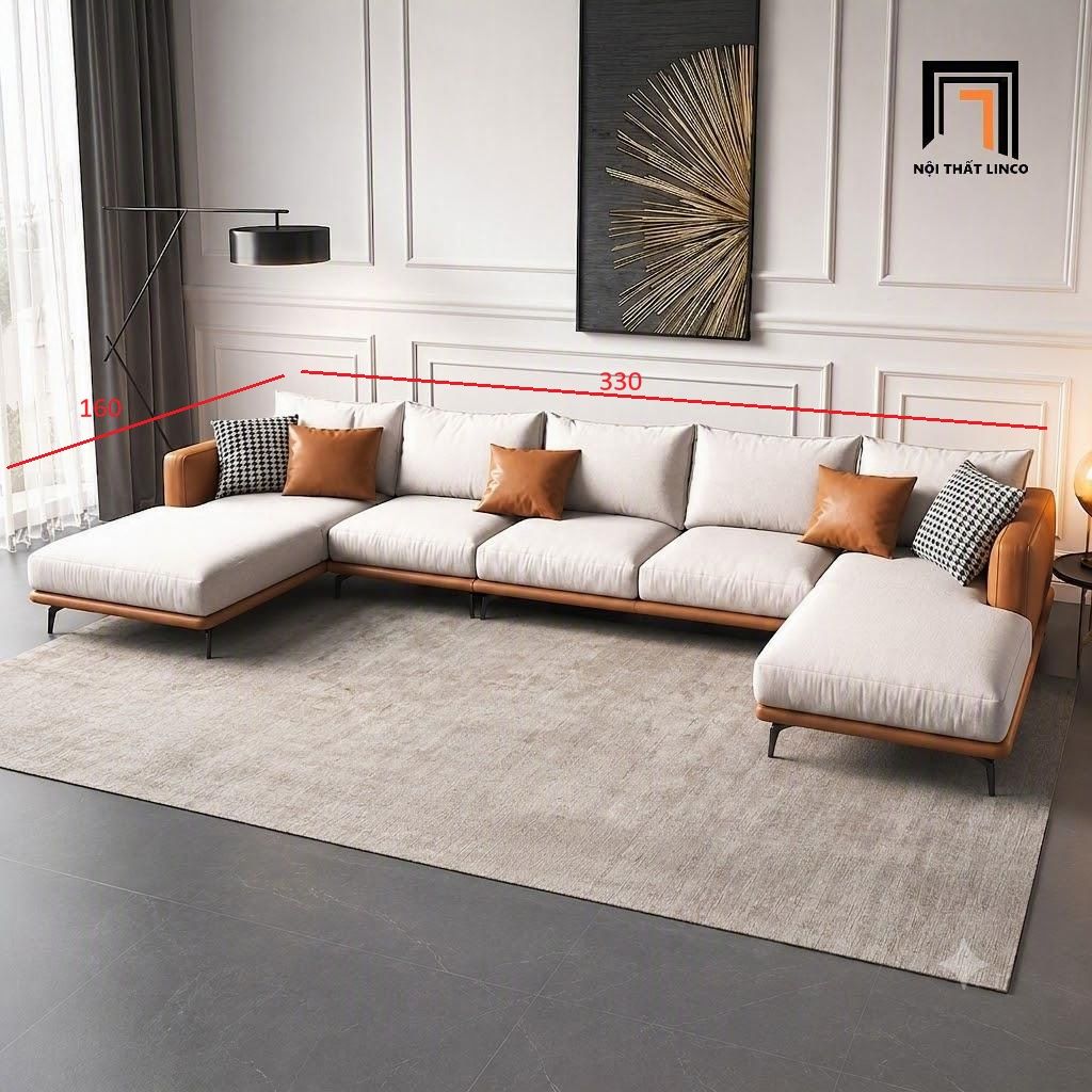  Bộ sofa U hiện đại UT63 Modela dài 3m3 rộng 1m6 