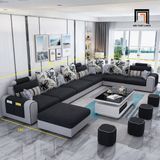  Ghế sofa chữ U UT41 Jiangsu 3m55 thiết kế phối trắng đen 