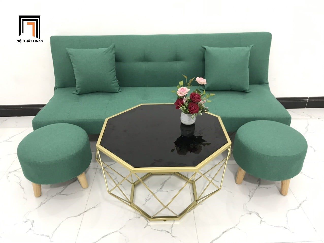  Bộ ghế sofa giường xanh ngọc GBL1 dài 1m72 cho phòng nhỏ 