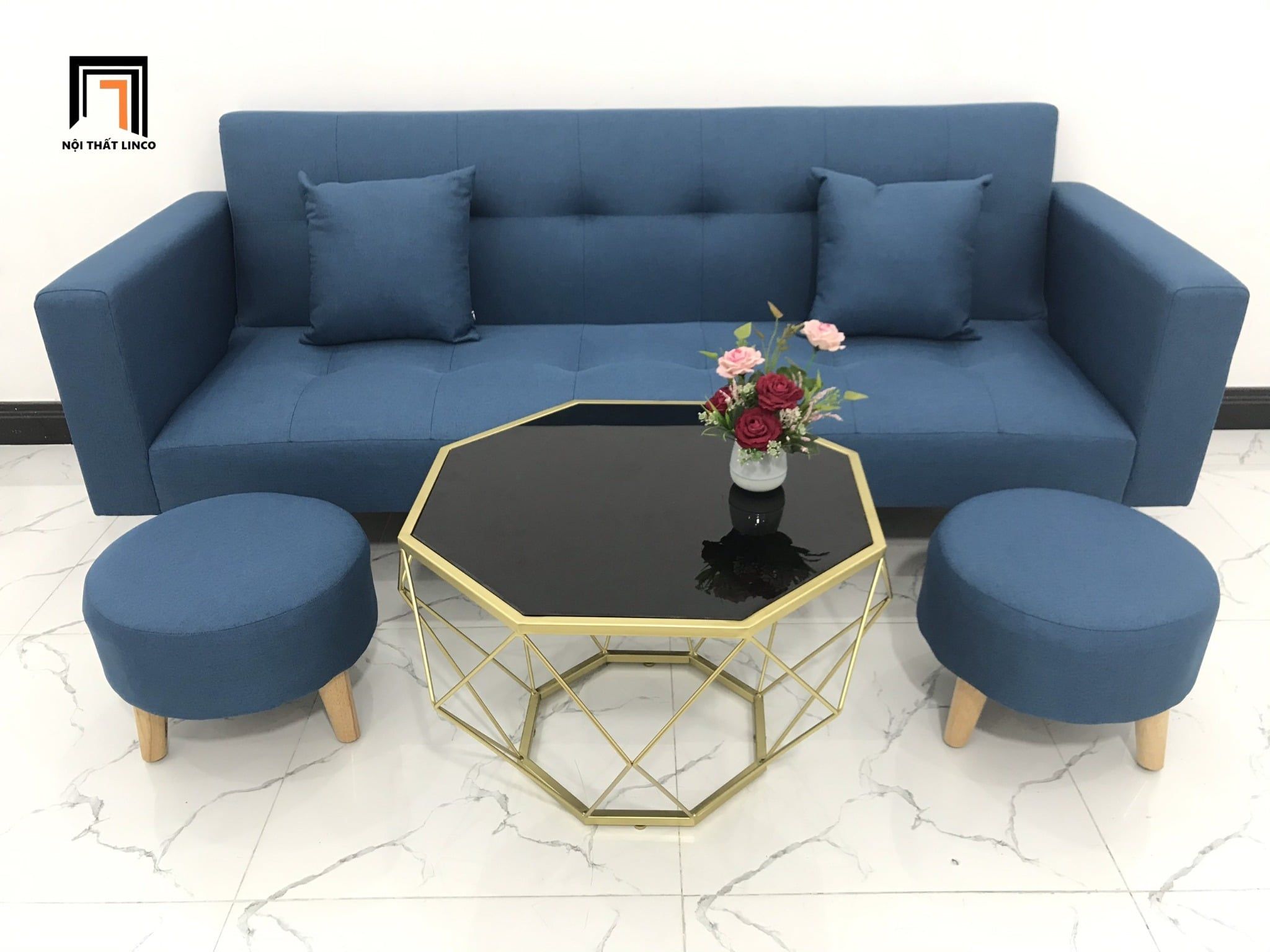  Bộ ghế sofa văng dài GBL2 dài 2m bật nằm màu xanh dương 