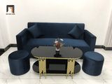  Bộ ghế sofa băng xanh đậm BL4 Pakita vải nhung cho văn phòng 