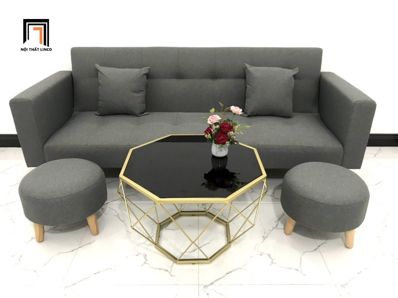 Bộ ghế sofa bật giường giá rẻ GBL2 xám đen dài 2m nhỏ gọn 