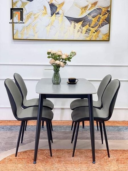 bàn ăn đá ceramic 4 ghế ngồi