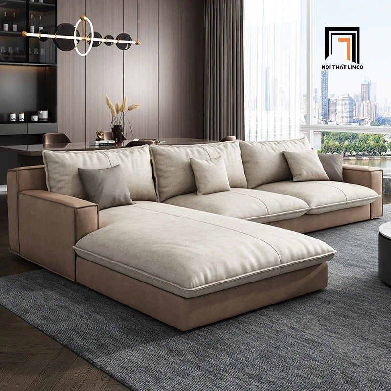  Bộ ghế sofa góc da công nghiệp GT280 Olive 2m4 x 1m6 xinh xắn 