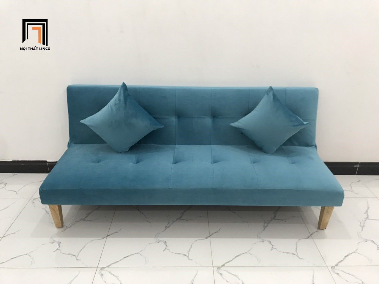  Bộ ghế sofa giường xanh dương GBL1 dài 1m7 phòng khách nhỏ 