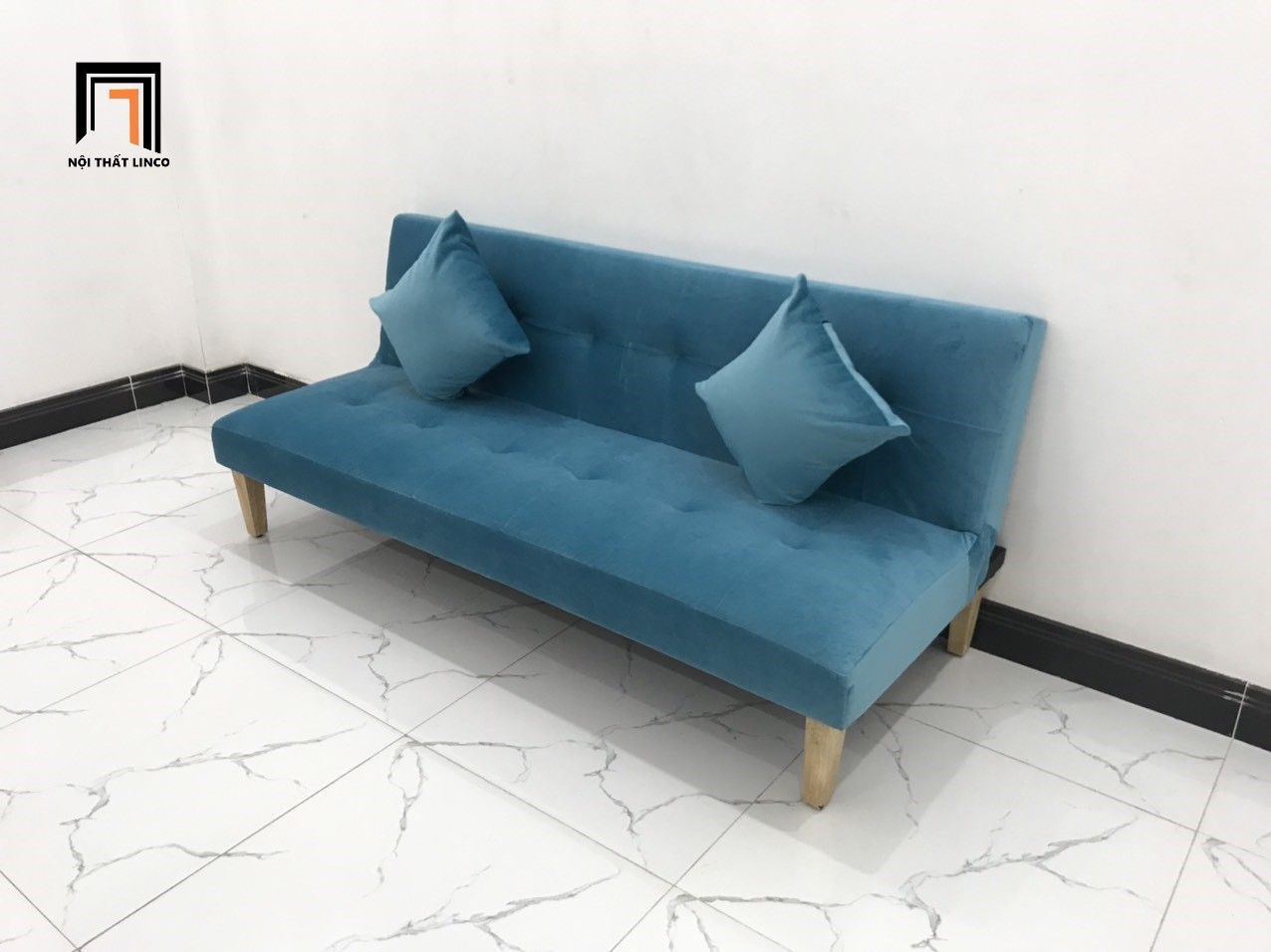  Bộ ghế sofa giường xanh dương GBL1 dài 1m7 phòng khách nhỏ 