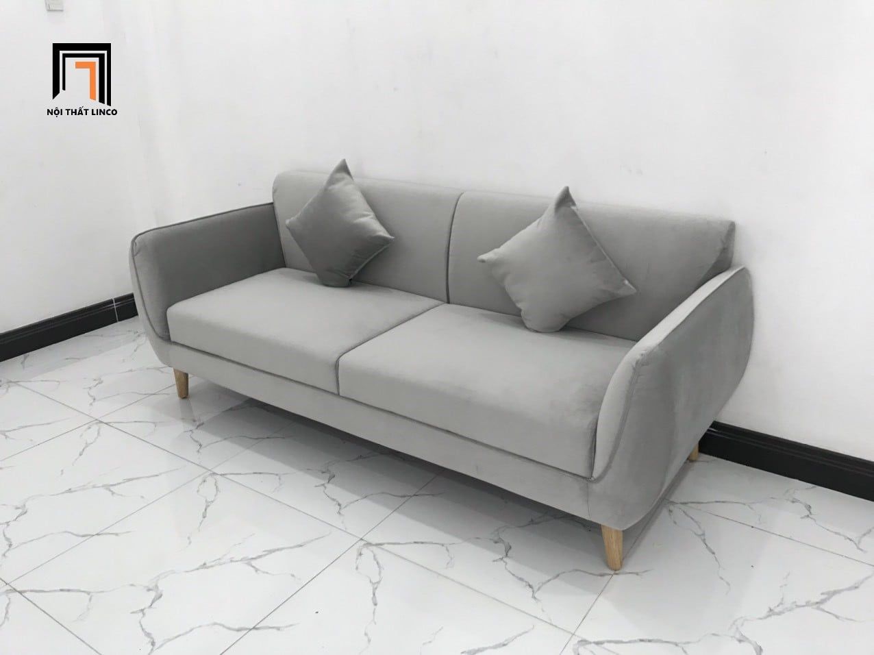  Bộ ghế sofa băng BL11 BB dài 1m9 xám vải nhung đẹp hiện đại 