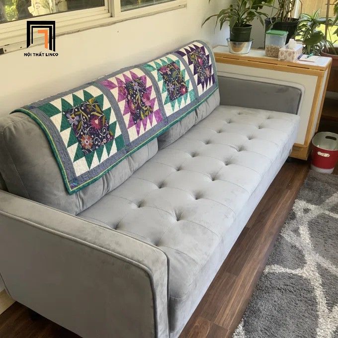  Ghế sofa băng dài 1m9 BT28 Rosenow màu xanh đen vải nhung 