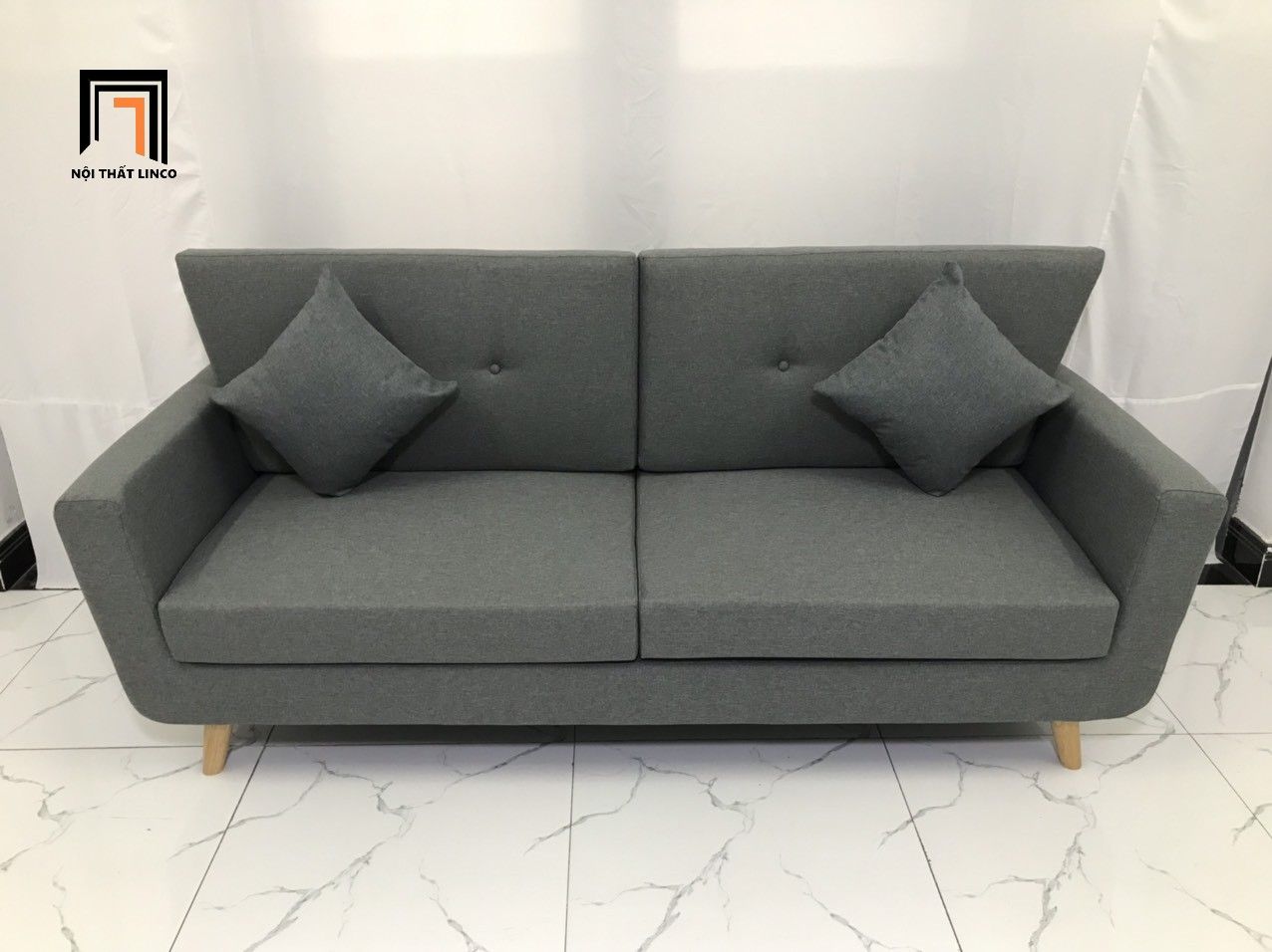  Bộ ghế sofa băng 1m9 giá rẻ BL5 Piloc màu xám đậm vải bố 