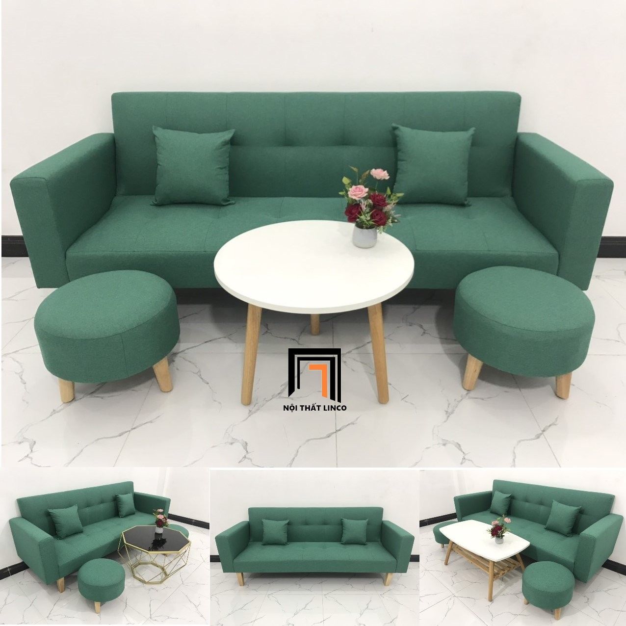  Bộ ghế sofa giường thông minh GBL2 2m hiện đại màu xanh ngọc 