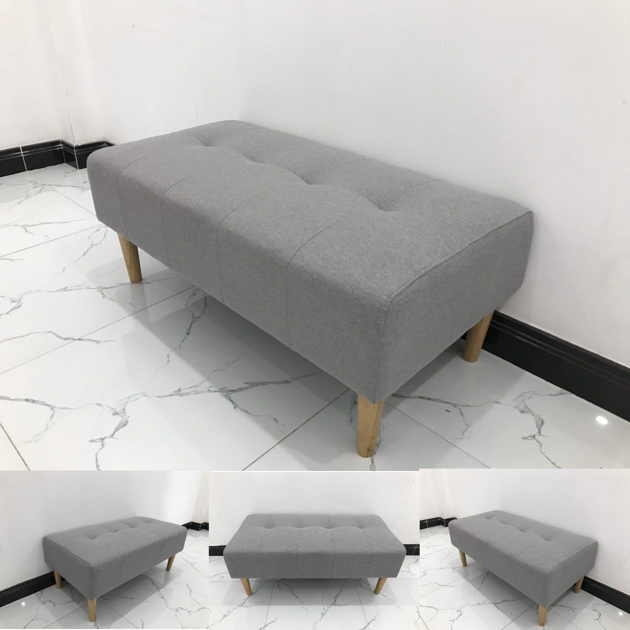  Ghế sofa đôn xám trắng giá rẻ 1m x 50 cho tiệm shop nhỏ 