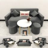  Bộ ghế sofa băng dài 1m9 BL4 Pakita vải nhung màu xám đen 