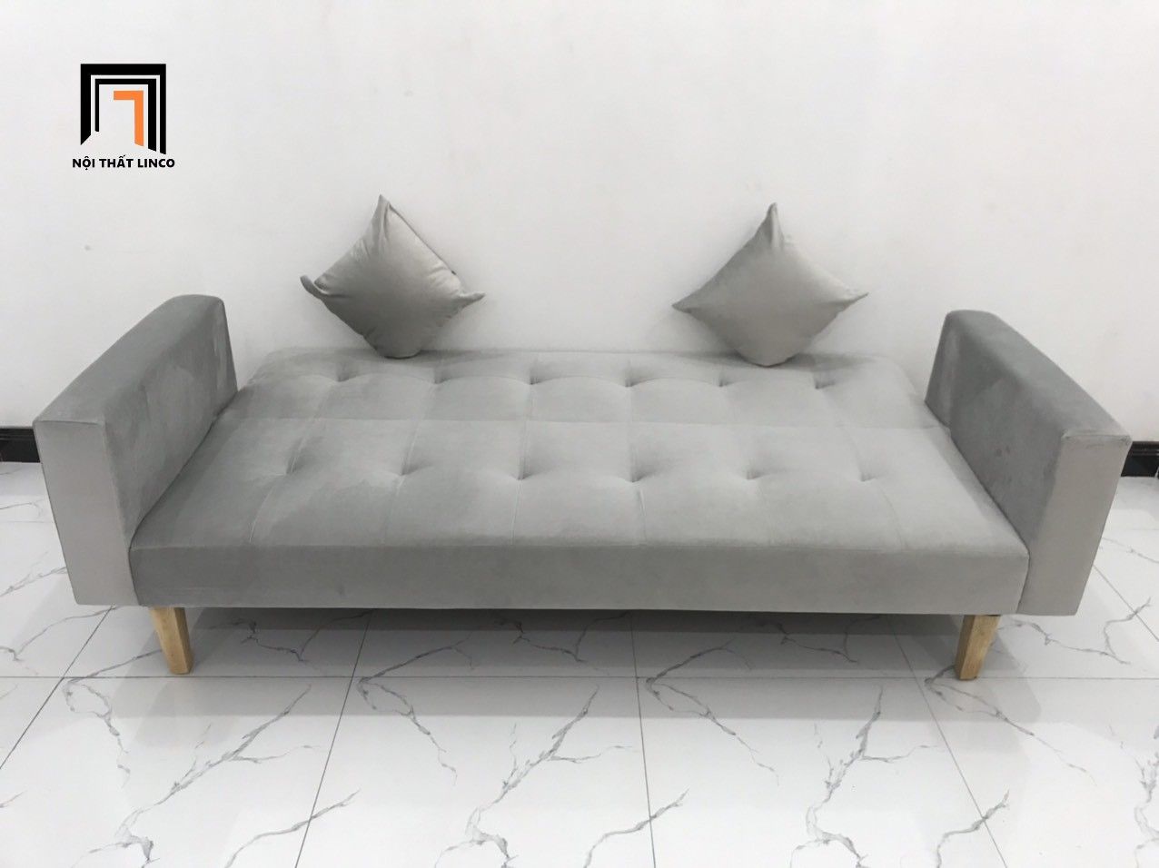  Bộ ghế sofa giá rẻ thông minh GBL2 2m xám tro vải nhung 