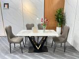  Bộ bàn ghế ăn chữ V hiện đại 14-BAD4-Grever mặt đá ceramic 