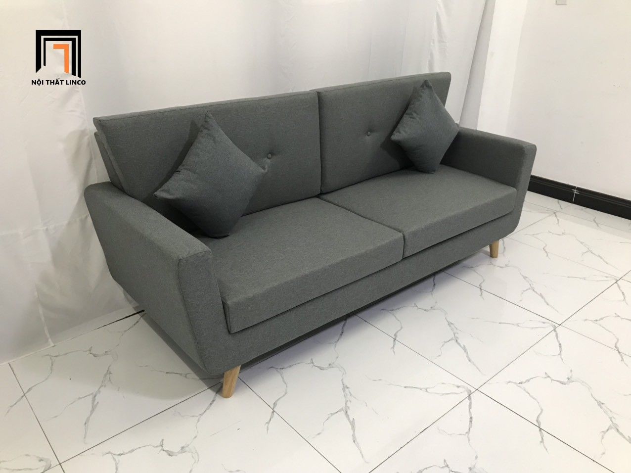  Bộ ghế sofa băng 1m9 giá rẻ BL5 Piloc màu xám đậm vải bố 