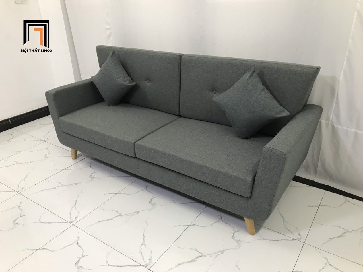  Bộ ghế sofa băng 1m9 giá rẻ BL5 Piloc màu xám đậm vải bố 