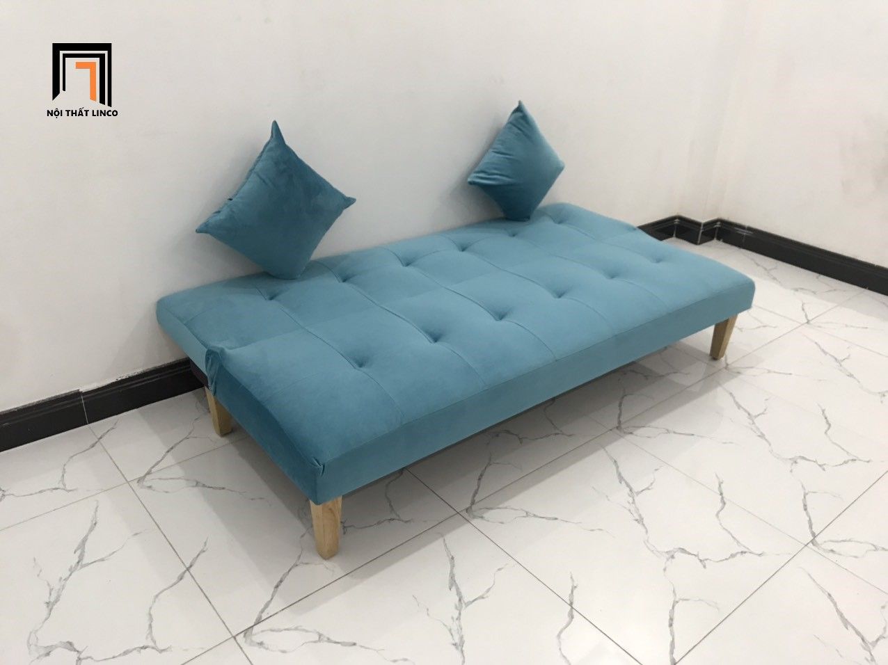  Bộ ghế sofa giường xanh dương GBL1 dài 1m7 phòng khách nhỏ 