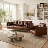  Sofa da PU KT176 Foia màu nâu bóng nổi bật cho phòng khách 