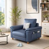  Ghế sofa đơn da Pu 1 nệm ngồi DT85 Bawati màu xanh dương 