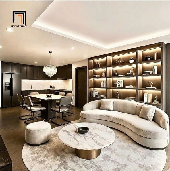 Sofa băng cong đẹp 2m6 BHQ94 Scaffe cho sảnh chờ vải nỉ mềm 