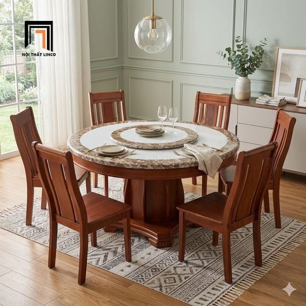 bộ bàn ăn mặt đá dày