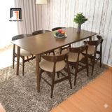  Set bàn ăn dài 1m6 6 ghế gỗ cong 20-BAG6-Ruskin giá rẻ 