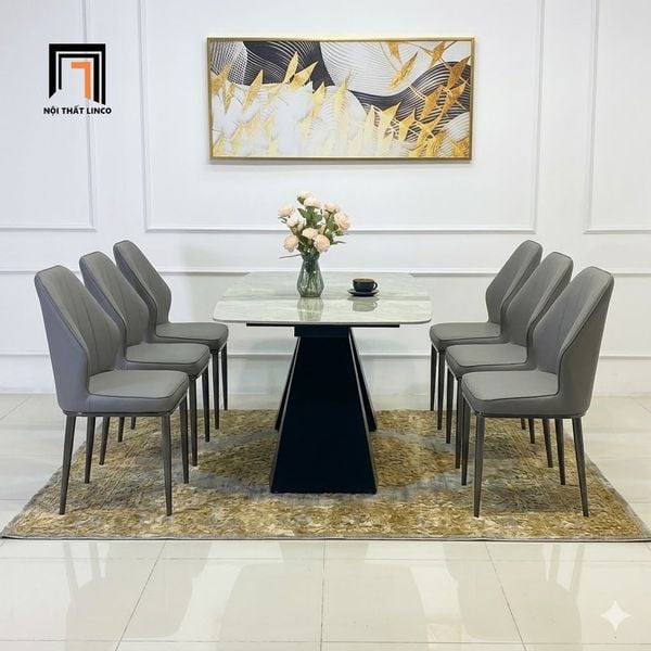 bộ bàn ăn đá ceramic cao cấp