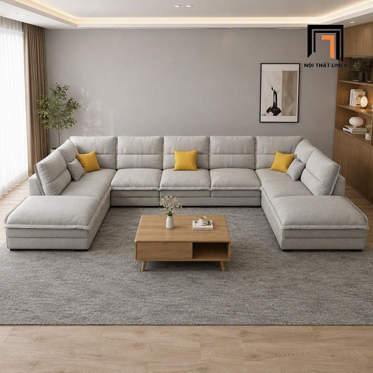  Bộ sofa U vải nỉ UT86 Vista 3m5 x 2m05 thiết kế hiện đại 